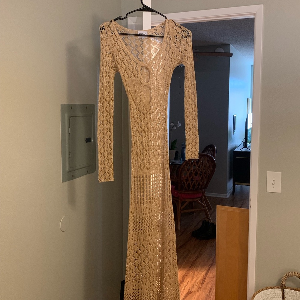 SNDYS Gold Crochet Cover Up